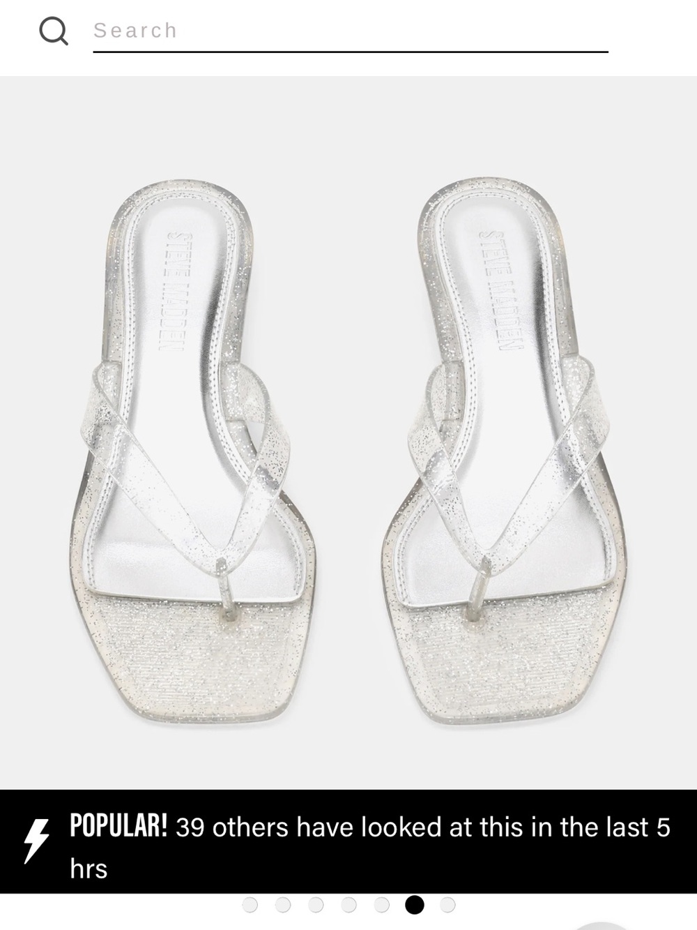 Steve Madden Clear Glitter Square-Toe Jelly Sandals - Silver Glitter